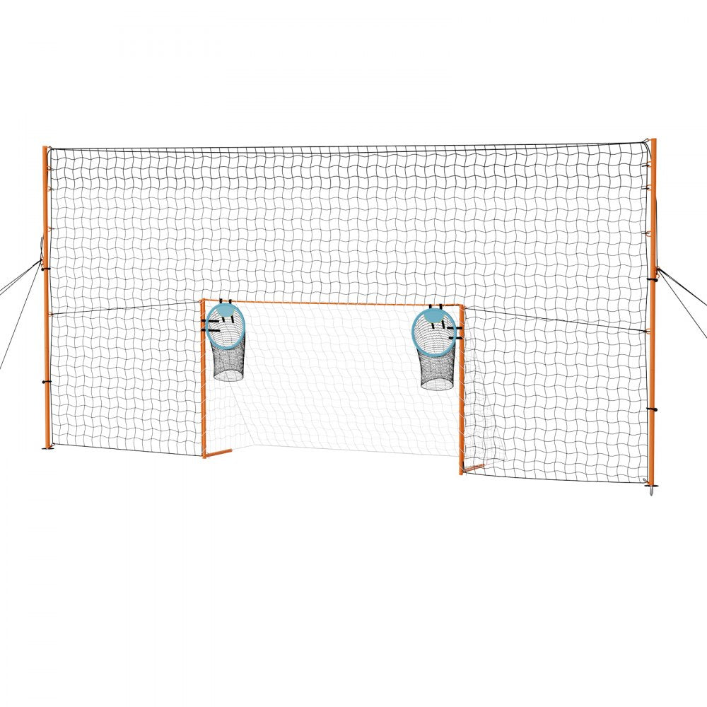 VEVOR Soccer Goal 9 x 5 FT Soccer Goal for Backyard with Iron Frame PE Net, Durable Backstop, Target Net, Ground Stakes, Ropes, for Youth & Adults, Outdoor Sports, Backyard Practice Training Games
