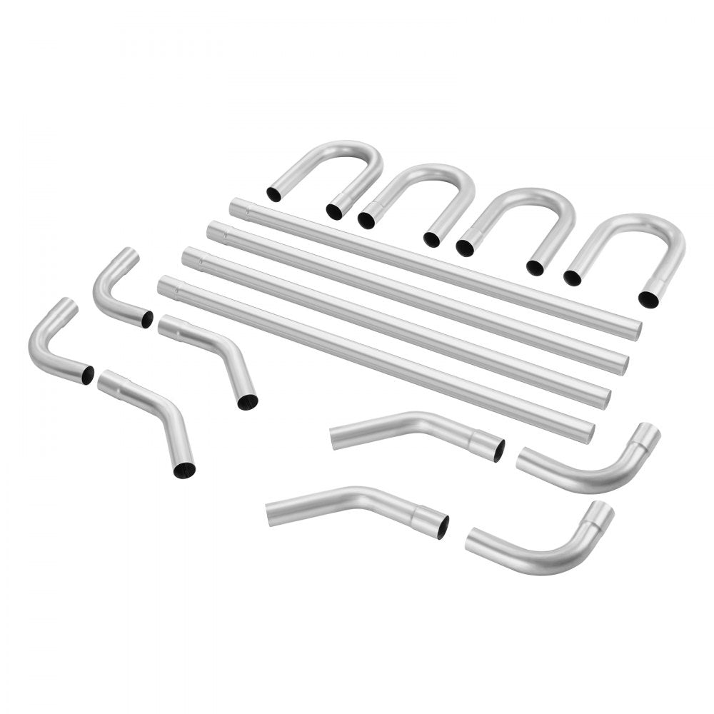 VEVOR Exhaust Kit, 16pcs, DIY Universal Stainless Steel Exhaust Kit with Slip-Fit Joint & Large Exhaust Tube, Rust-Proof Exhaust Pipe for Exhaust System, Fit for Garage/Auto Repair Store/4S Store