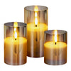 VEVOR Gray Flickering Flameless Candles, Set of 3 Battery Operated Flameless Led Candles with 10-Key Remote and Timer, Real Wax & Warm Color Flickering Light for Festival Wedding Home Party Decor