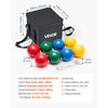 VEVOR Bocce Ball Set, 107 mm, with 8 Resin Balls, Pallino, Carrying Bag and Measuring Rope, Red/Green/Blue/Yellow 4 Colors, for 2 to 8 Players, Bocce Ball Game Set for Beach, Lawn, Family Backyard