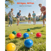 VEVOR Bocce Ball Set, 90 mm, with 8 Resin Balls, Pallino, Carrying Bag and Measuring Rope, Red/Green/Blue/Yellow 4 Colors, for 2 to 8 Players, Bocce Ball Game Set for Beach, Lawn, Family Backyard