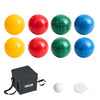 VEVOR Bocce Ball Set, 90 mm, with 8 Resin Balls, Pallino, Carrying Bag and Measuring Rope, Red/Green/Blue/Yellow 4 Colors, for 2 to 8 Players, Bocce Ball Game Set for Beach, Lawn, Family Backyard