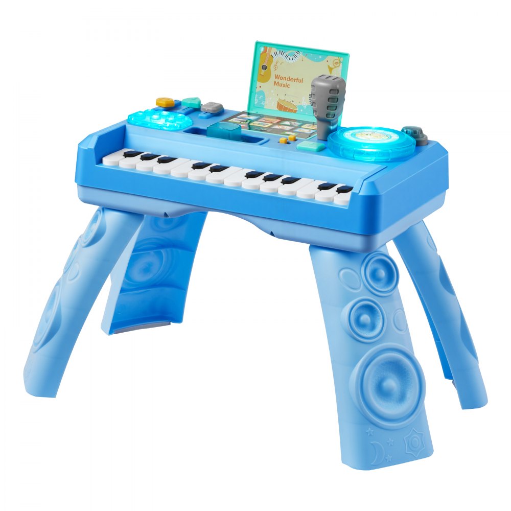 VEVOR Baby DJ Playset for Toddlers 1-3, Educational Musical Table Toys with 133 Sound Sources, Recording and LED DJ Turntable, Baby Activity Table for Birthday, Gift for Kids Aged 6+ Months