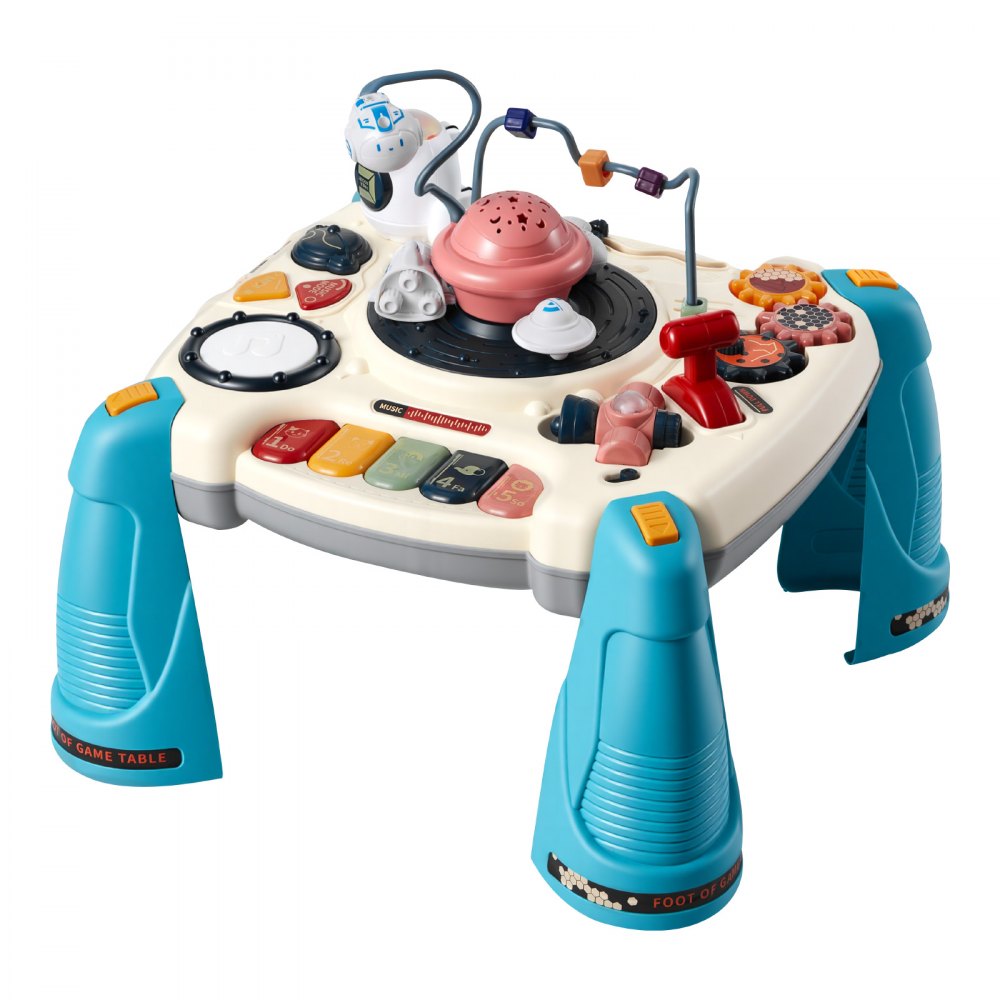 VEVOR Baby Spacecraft Musical Table Toys for 1-3 Years Old, Learning Activity Desk with Space Theme & Soft-glow Star Projector & 60+ Sound Sources, Toddler Learning Table for Kids 6+ Months