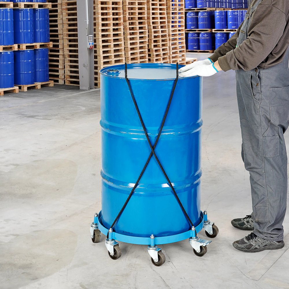 VEVOR 55 Gallon Heavy Duty Drum Dolly, 2000lbs Load Capacity, Barrel Dolly Cart Drum Caddy, Non Tipping Hand Truck Capacity Dollies with Steel Frame 8 Swivel Casters Wheel, for Warehouse Drum Handling