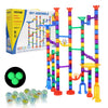 VEVOR Marble Run Set, 150 Piece Marble Maze Building Block Brain Game, with 10 Glow in the Dark Marbles + 40 Glass Marbles, Educational Learning Race Track STEM Toys, for Kids, Boys, Girls Ages 3 +
