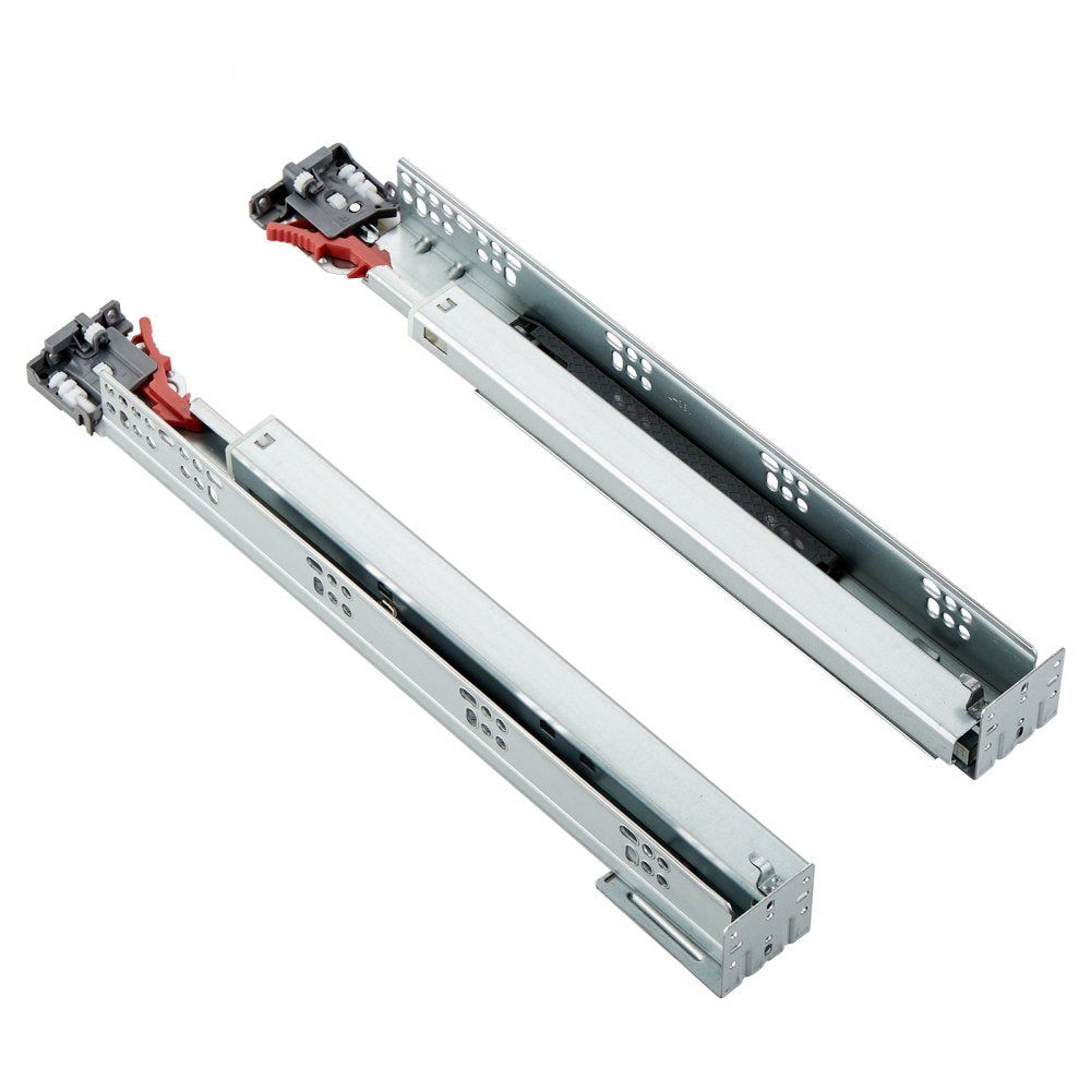 VEVOR 6 Pairs of 15 Inch Drawer Bottom Side Mount Rails, Heavy Duty Full Ball Bearing Extension Steel Track, Soft-Close Noiseless Guide Glides Cabinet Kitchen Runners with Locking Mechanism, 100 Lbs