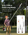 VEVOR Gas Pole Saw, 43CC 2 Stroke Gas Powered Pole Saws with 12 in Cutting Bar, Cordless Tree Trimmer with Rotatable Head, 7.1 to 12 ft Extendable, Powerful Chainsaw for Tree Trimming Pruning