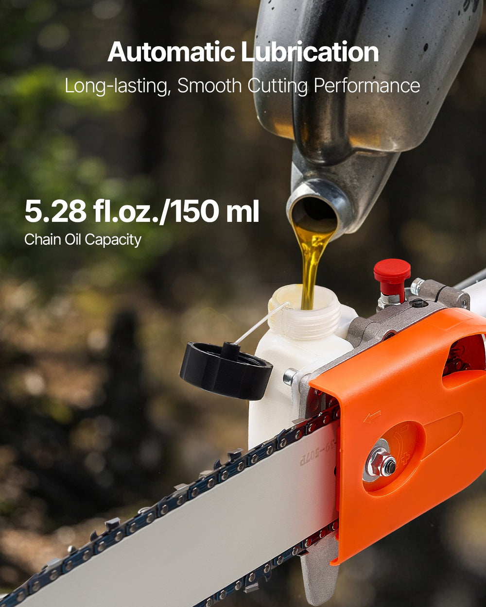 VEVOR Gas Pole Saw, 43CC 2 Stroke Gas Powered Pole Saws with 10 in Cutting Bar, Cordless Tree Trimmer with Rotatable Head, 6.9 to 11.8 ft Extendable, Powerful Chainsaw for Tree Trimming Pruning