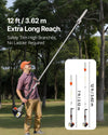 VEVOR Gas Pole Saw, 25CC 2 Stroke Gas Powered Pole Saws with 12 in Cutting Bar, Cordless Tree Trimmer with 23 fl.oz Fuel Tank, 7 to 12 ft Extendable, Powerful Chainsaw for Tree Trimming Pruning