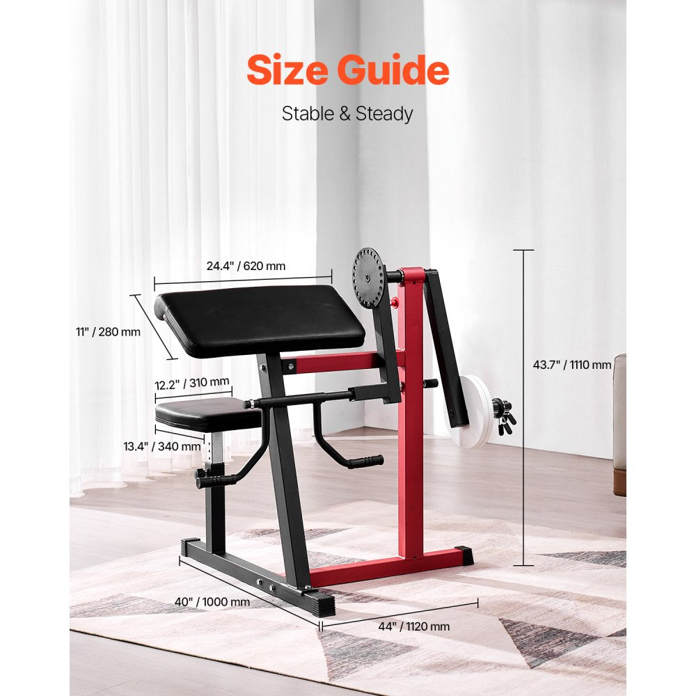 VEVOR Preacher Curl Machine, 2 in 1 Bicep Curl Machine and Triceps Extension Machine, Seated Arm Isolated Bicep Station, Strength Training Workout Weight Bench, Exercise Equipment for Home Gym