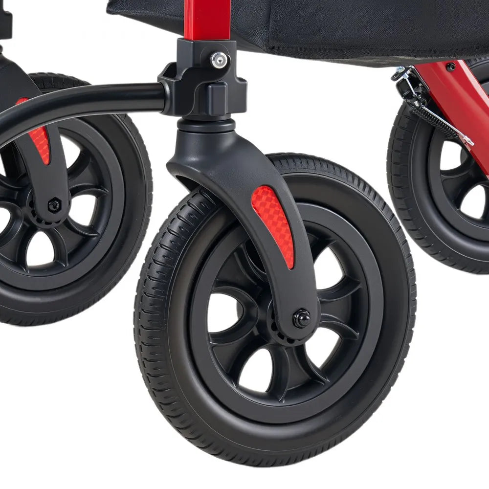 VEVOR 2-in-1 Rollator Walker & Transport Chair for Seniors, Foldable Rolling Walker Wheelchair, Lightweight Aluminum Mobility Walking Aid with Solid PU Wheels, Cup & Cane Holder - Supports 300LBS