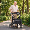 VEVOR 2-in-1 Rollator Walker & Transport Chair for Seniors, Foldable Rolling Walker Wheelchair, Lightweight Aluminum Mobility Walking Aid with Solid PVC Wheels, Cup & Cane Holder - Supports 300LBS