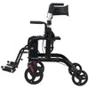 VEVOR 2-in-1 Rollator Walker & Transport Chair for Seniors, Foldable Rolling Walker Wheelchair, Lightweight Aluminum Mobility Walking Aid with Solid PVC Wheels, Cup & Cane Holder - Supports 300LBS