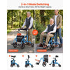VEVOR 2-in-1 Rollator Walker & Transport Chair for Seniors, Foldable Rolling Walker Wheelchair, Lightweight Aluminum Mobility Walking Aid with Solid PVC Wheels, Cup & Cane Holder - Supports 300LBS