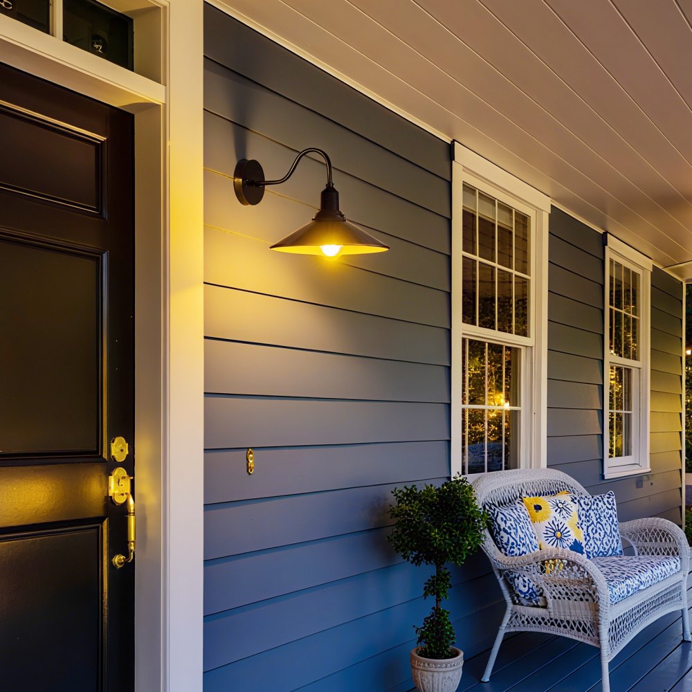 VEVOR Outdoor Barn Light, 11.5 in Diameter, 1-Pack Farmhouse Gooseneck Light Fixture, Exterior Wall Sconce, with Vintage Style, Anti-Rust, E26 Bulb Compatible for Porch, House, Entryway, Garage, Black