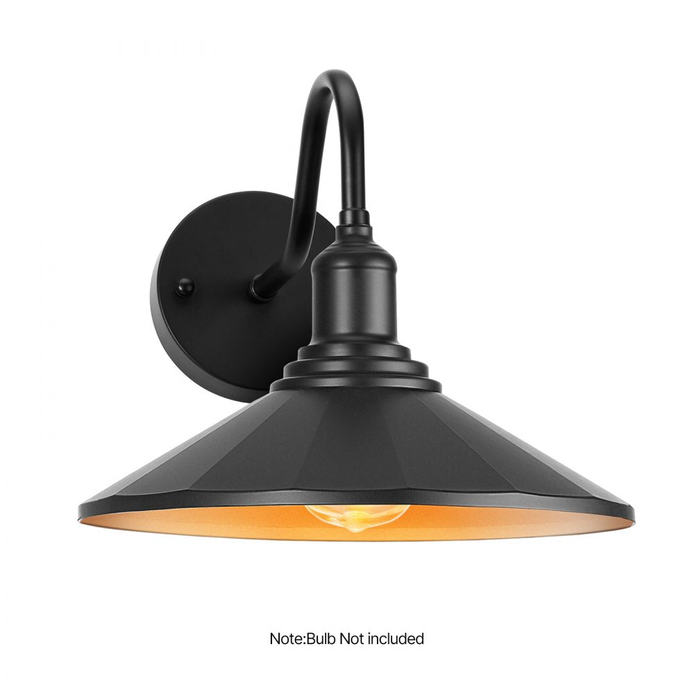 VEVOR Outdoor Barn Light, 11.5 in Diameter, 1-Pack Farmhouse Gooseneck Light Fixture, Exterior Wall Sconce, with Vintage Style, Anti-Rust, E26 Bulb Compatible for Porch, House, Entryway, Garage, Black