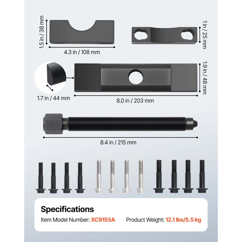 VEVOR Yoke Puller, Made for Class 6-8 Transportation Trucks and Equipment, Heavy Duty Yoke Removal Tool Kit, Automotive Yoke Puller Kit Compatible with Kenworth, Peterbilt, Freightliner, Mack, Volvo