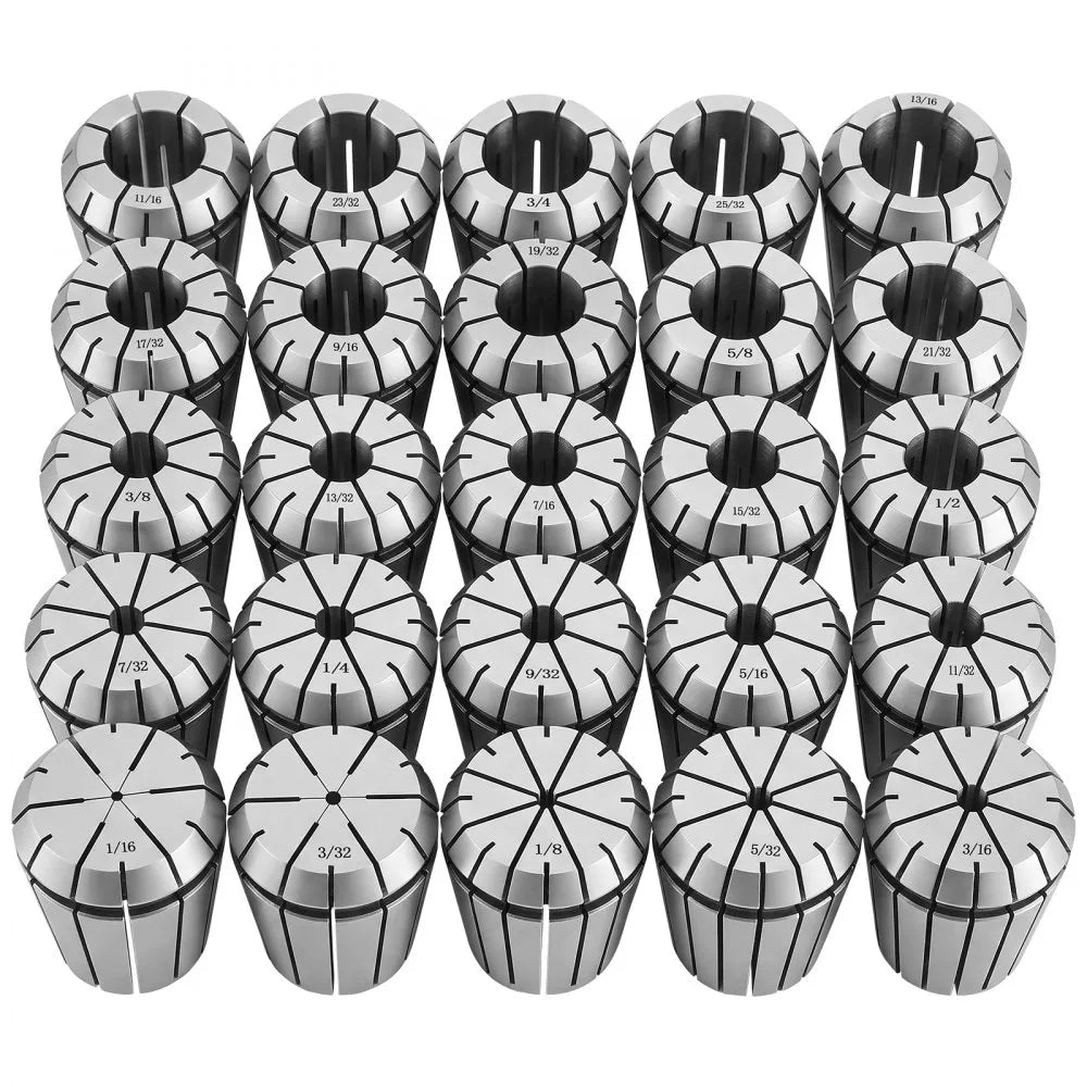 VEVOR ER32 Collet Set 1/16"-13/16" 25 Piece ER32 Spring Collet Chuck Set, for Milling Machines & Drill Presses, 0.0008" TIR High Concentricity, Precision Lathe Chuck Tool with Storage Box, Alloy Steel