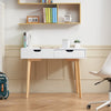VEVOR Small Desk with Drawers, Kids Desk for Bedroom, Wooden Simple Study Table for Drawing, Reading, Writing, Rectangle MDF Furniture Study Storage Table for Home, Office, White + Wood