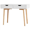 VEVOR Small Desk with Drawers, Kids Desk for Bedroom, Wooden Simple Study Table for Drawing, Reading, Writing, Rectangle MDF Furniture Study Storage Table for Home, Office, White + Wood