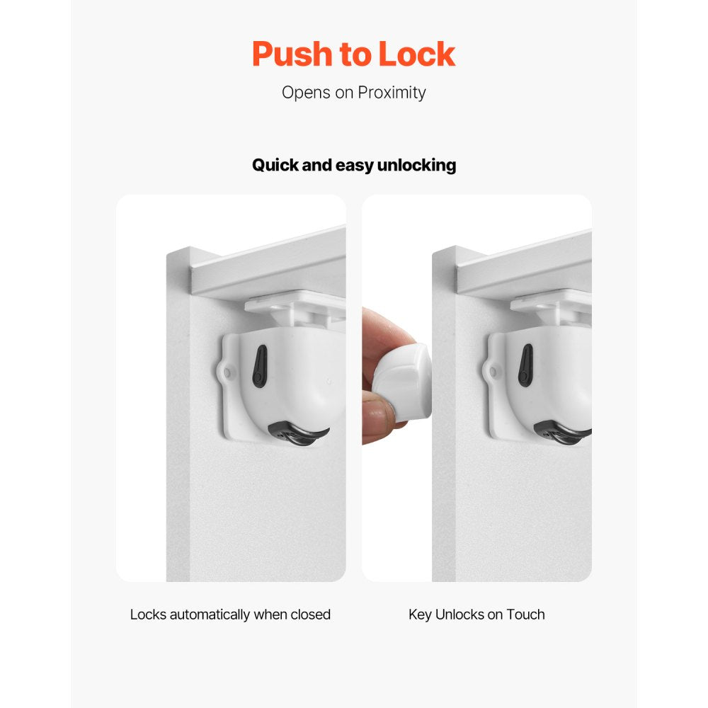 VEVOR Child Safety Magnetic Cabinet Locks, 20 Packs Baby Proofing Cabinet Locks with 4 Keys & 4 Holders, 2 Installation Choice, 3M Adhesives & Screws Included, Children Proof Cupboard Drawers Latches