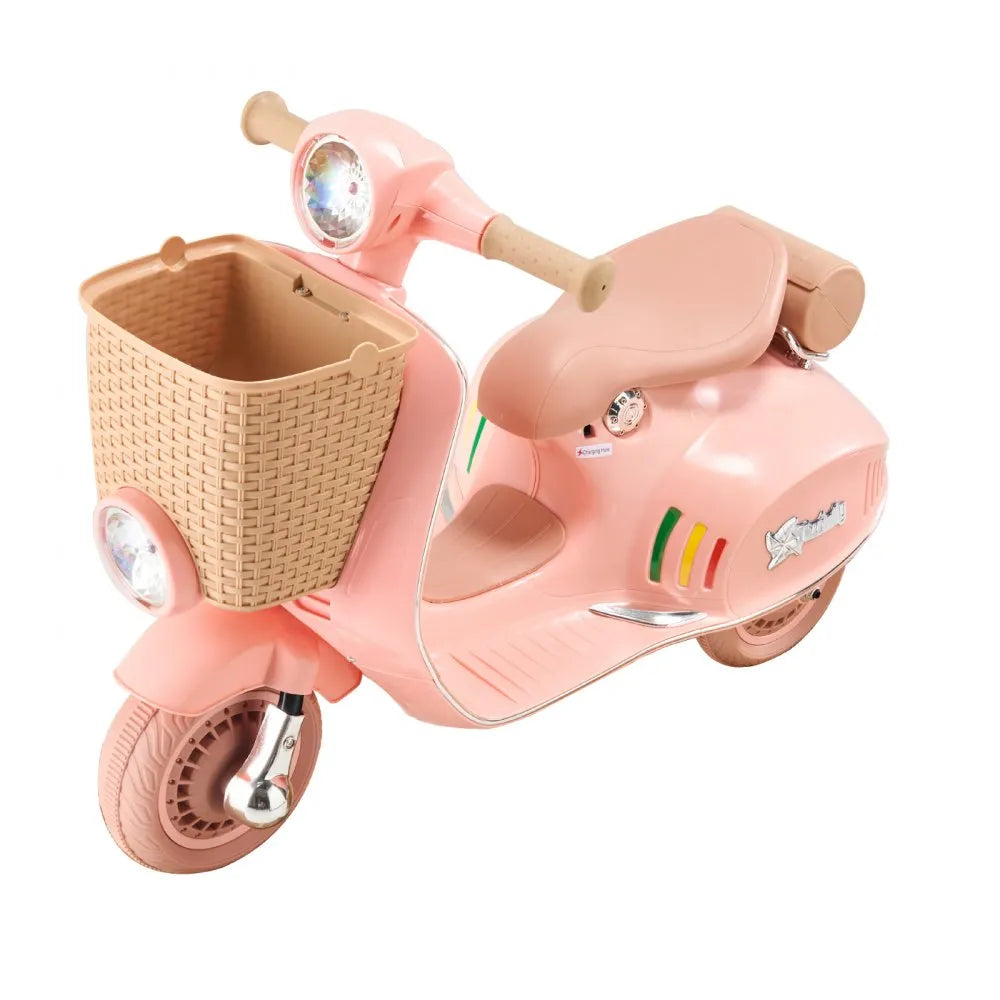 VEVOR Kids Ride On Motorcycle, 6V Battery Powered Electric Motorcycle Trike with Speed Up to 2mph, Headlight, LED Light, Music, Bluetooth, Basket, 3 Wheel Ride on Toys for Children Boys Girls Aged 3-4