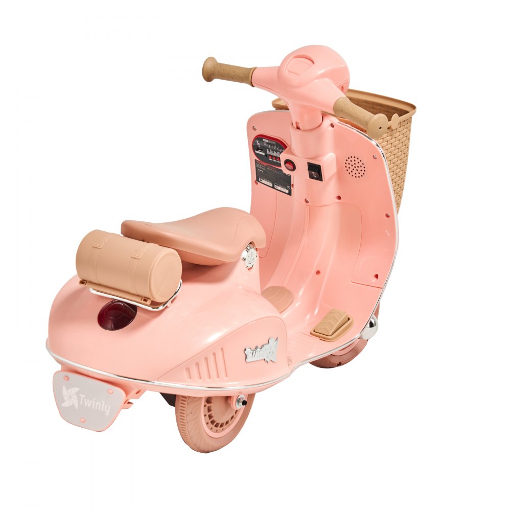 VEVOR Kids Ride On Motorcycle, 12V Battery Powered Electric Motorcycle Trike with Speed Up to 2mph, Headlight, LED Light, Music, Bluetooth, Basket, 3 Wheel Ride on Toys for Boys Girls Aged 3-4
