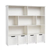 VEVOR Toy Storage Organizer, Wooden Kids Bookshelf with Storage, Toy Storage Cabinet with 4 Mobile Drawers, Kids Storage Organizer for Bedroom, Nursery, Living Room, Entryway, Preschool, White