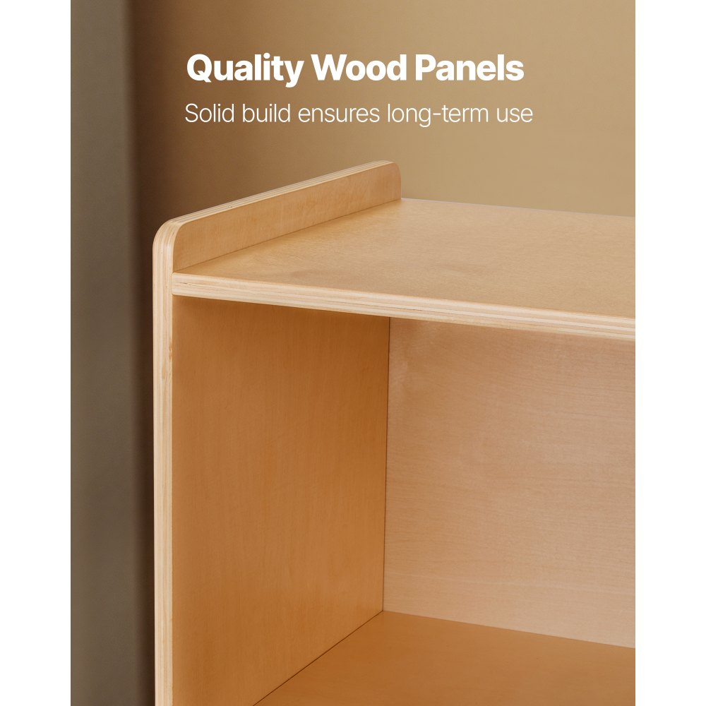 VEVOR Montessori Bookshelf, 45 in Width Toy Storage Organizer, 5-Section Kids Display Storage Cabinet, Daycare Furniture, Kids Bookshelf for Bedroom, Nursery, Living Room, Entryway, Preschool, Brown