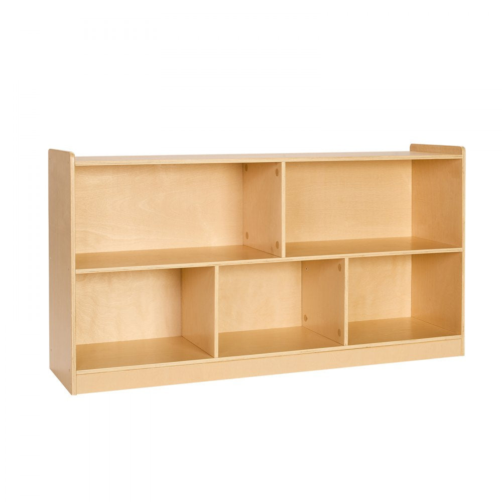VEVOR Montessori Bookshelf, 45 in Width Toy Storage Organizer, 5-Section Kids Display Storage Cabinet, Daycare Furniture, Kids Bookshelf for Bedroom, Nursery, Living Room, Entryway, Preschool, Brown