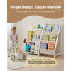 VEVOR 3-Tier Kids Bookshelf, Toy Storage Organizer for Toddler, Book Shelf for Kids Rooms with Sling Book Rack and Storage Bag, Kids Storage Book Shelves for Kids Room, Playroom, Kindergarten, Nursery