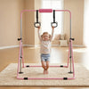 VEVOR Gymnastic Bars for Kids, 140 lbs Capacity Folding Training Kip Bar, Adjustable Height Gymnastic Horizontal Bar for Home, Training Equipment for Indoor and Outdoor, Easy to Assemble, Pink