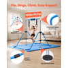 VEVOR Gymnastic Bars for Kids, 140 lbs Capacity Folding Training Kip Bar with Mat, Adjustable Height Gymnastic Horizontal Bar for Home, Training Equipment for Indoor Outdoor, Easy to Assemble, Blue