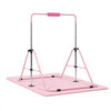 VEVOR Gymnastic Bars for Kids, 140 lbs Capacity Folding Training Kip Bar with Mat, Adjustable Height Gymnastic Horizontal Bar for Home, Training Equipment for Indoor Outdoor, Easy to Assemble, Pink
