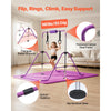 VEVOR Gymnastic Bars for Kids, 140 lbs Capacity Folding Training Kip Bar with Mat, Adjustable Height Gymnastic Horizontal Bar for Home, Training Equipment for Indoor Outdoor, Easy to Assemble, Purple