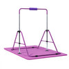 VEVOR Gymnastic Bars for Kids, 140 lbs Capacity Folding Training Kip Bar with Mat, Adjustable Height Gymnastic Horizontal Bar for Home, Training Equipment for Indoor Outdoor, Easy to Assemble, Purple