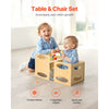VEVOR Montessori Weaning Table and Chair Set, Wooden Toddler Table and Chair Set for Aged 1-5, Adjustable Height Kids Montessori Chair and Activity Table, Ideal for Reading, Eating, Playing - Natural