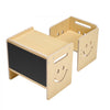 VEVOR Montessori Weaning Table and Chair Set, 3 In 1 Wooden Toddler Table and Chairs with Chalkboard, Adjustable Height Montessori Table for Ages 1-5, Ideal for Drawing, Reading, Eating - Natural