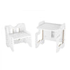 VEVOR Montessori Weaning Table and Chair Set, 3 In 1 Wooden Toddler Table and Chairs with Chalkboard, Adjustable Height Montessori Table for Ages 1-5, Ideal for Drawing, Reading, Eating - White