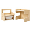 VEVOR Montessori Weaning Table and Chair Set, Wooden, Kids Table and Chair Set for Toddlers 1-5, Step Stool with Blackboard and Storage Space, Easy to Clean, for Eating, Drawing, Reading, Playing