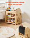 VEVOR Montessori Weaning Table and Chair Set, Wooden, 3 in 1 Kids Table and Chair Set for Toddlers 1-5, with Detachable Chalkboard, 0°& 35°Angles, Easy to Clean, for Eating Drawing Reading Playing