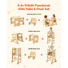 VEVOR Toddler Tower, Wooden, 6 in 1 Kitchen Step Stool for Kids 1-5, Montessori Weaning Table and Chair Set, Learning Standing Tower with Blackboard & Feeding Tray, for Bathroom and Kitchen Counter