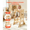 VEVOR Toddler Tower, Wooden, 6 in 1 Kitchen Step Stool for Kids 1-5, Montessori Weaning Table and Chair Set, Learning Standing Tower with Blackboard & Feeding Tray, for Bathroom and Kitchen Counter