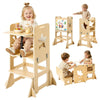 VEVOR Toddler Tower, Wooden, 6 in 1 Kitchen Step Stool for Kids 1-5, Montessori Weaning Table and Chair Set, Learning Standing Tower with Blackboard & Feeding Tray, for Bathroom and Kitchen Counter