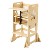 VEVOR Toddler Tower, Wooden, 6 in 1 Kitchen Step Stool for Kids 1-5, Montessori Weaning Table and Chair Set, Learning Standing Tower with Blackboard & Feeding Tray, for Bathroom and Kitchen Counter