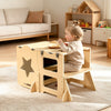 VEVOR Toddler Tower, Wooden, 4 in 1 Kitchen Step Stool for Kids 1-5, Montessori Weaning Table and Chair Set, Learning Standing Tower with Chalkboard, Easy to Clean, for Bathroom and Kitchen Counter