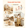 VEVOR Toddler Tower, Wooden, Adjustable Kitchen Step Stool for Kids 1-5, Montessori Weaning Table and Chair Set, Learning Standing Tower with Chalkboard, Backrest, for Bathroom and Kitchen Counter