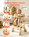 VEVOR Toddler Tower, Wooden, Adjustable Kitchen Step Stool for Kids 1-5, Montessori Weaning Table and Chair Set, Learning Standing Tower with Chalkboard, Backrest, for Bathroom and Kitchen Counter