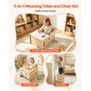 VEVOR Montessori Weaning Table and Chair Set, Wooden, Kids Table and Chair Set for Toddlers 1-5, Step Stool with Whiteboard and 3 Heights Adjustable, Easy to Clean, for Eating Drawing Reading Playing